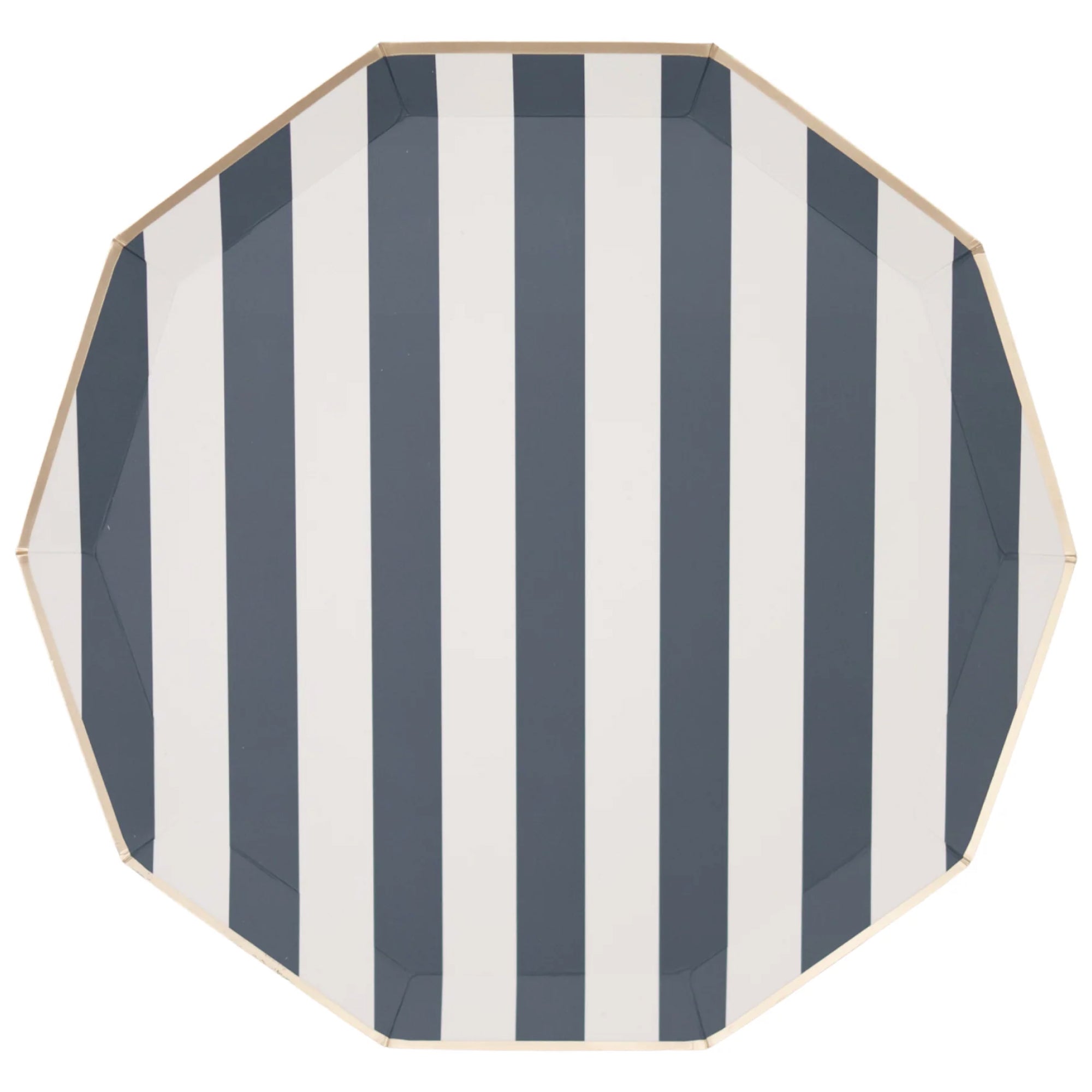 Midnight Blue Cabana Striped Dinner Plates 8ct | The Party Darling