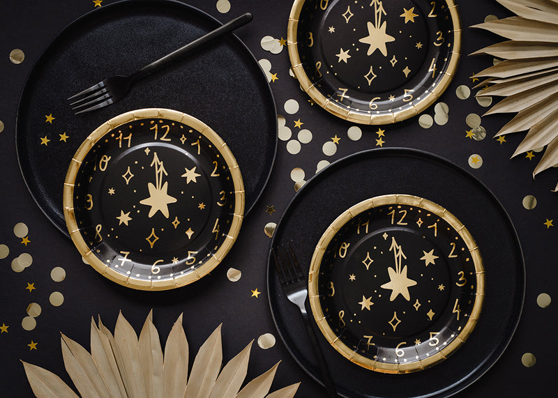 Clock Strikes Midnight New Year's Eve Plates 6ct | The Party Darling