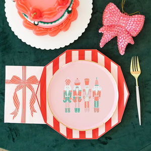 Pink Christmas Nutcrackers Dessert Plates 8ct