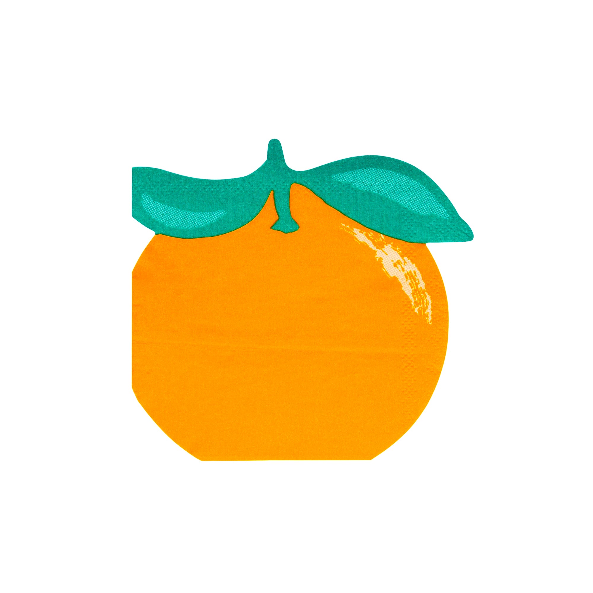Orange shaped paper dessert napkins with green leaf detail