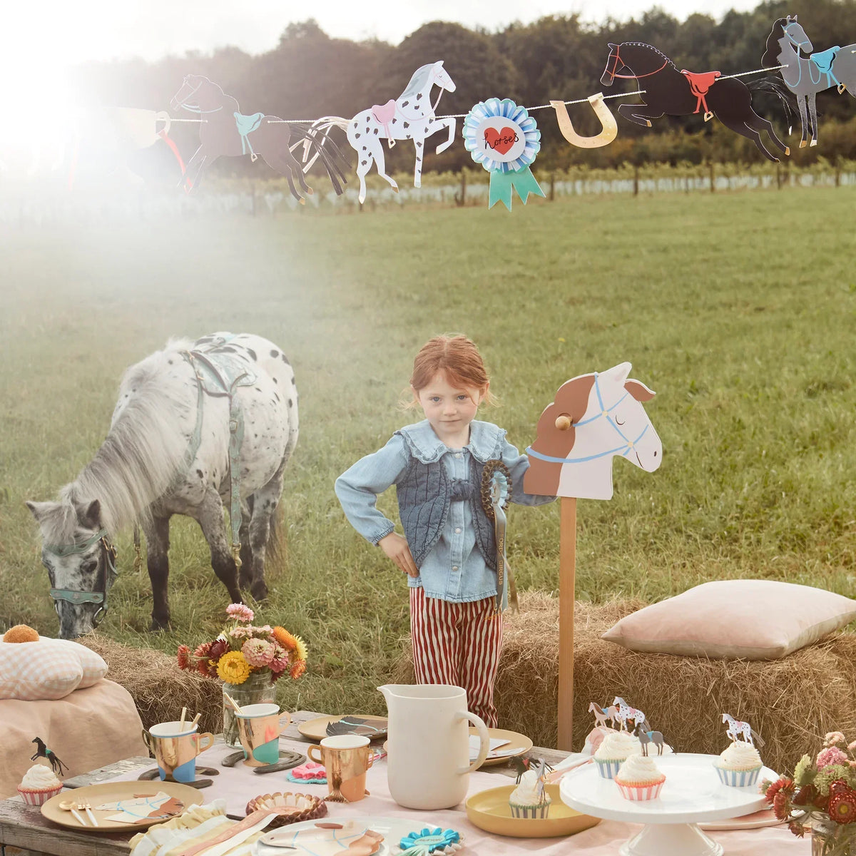 Outdoor horse birthday party styled by Meri Meri