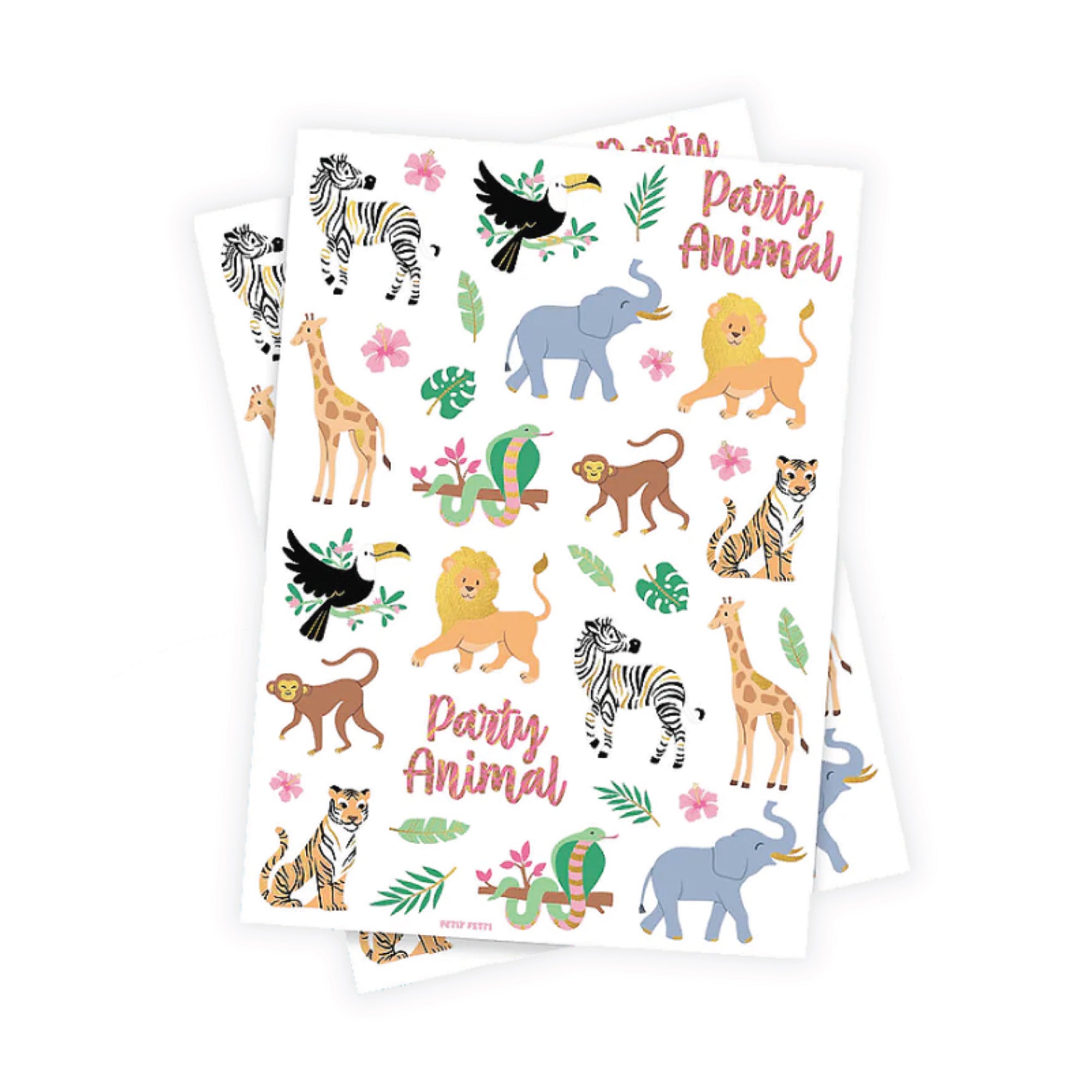 Party Animals Temporary Tattoo Sheets 2ct | The Party Darling