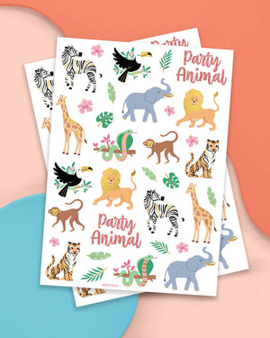 Safari Party Animals Temporary Tattoo Sheets 2ct | The Party Darling