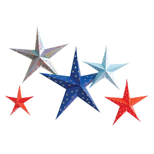 3D Patriotic Star Hanging Decorations 5ct | The Party Darling