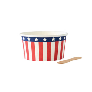 Stars & Stripes Ice Cream Cups & Wooden Spoons | The Party Darling