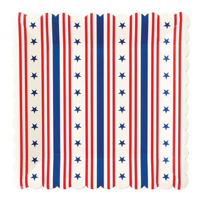 Patriotic Stars & Stripes Square Lunch Plates 8ct