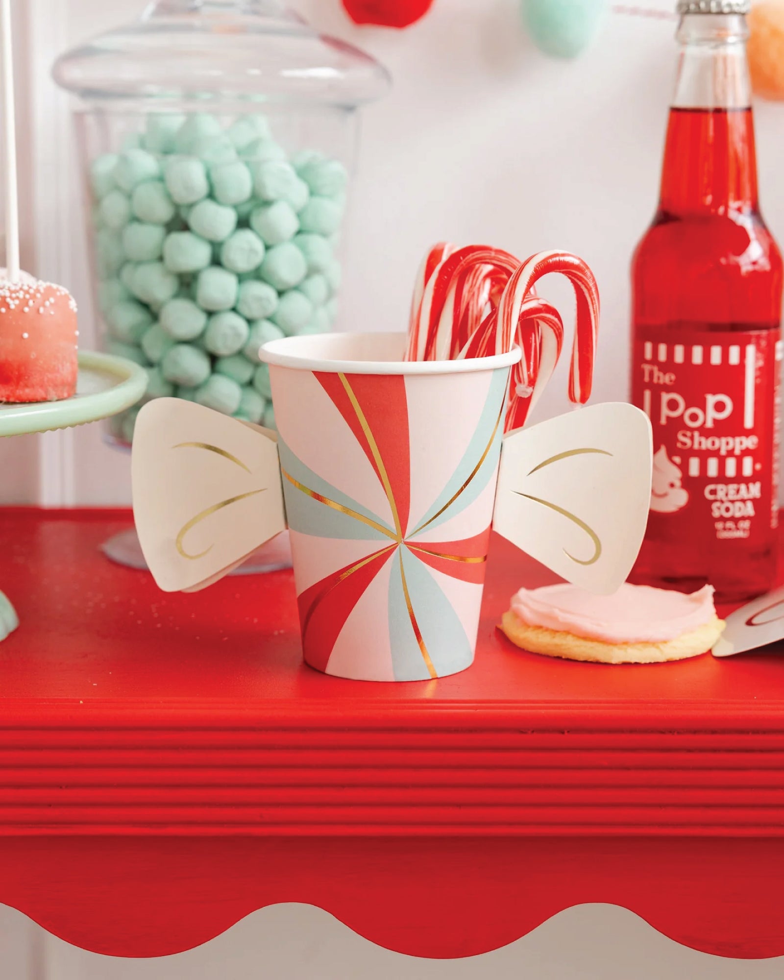 Candy Cane Lane Peppermint Paper Cups 8ct | The Party Darling