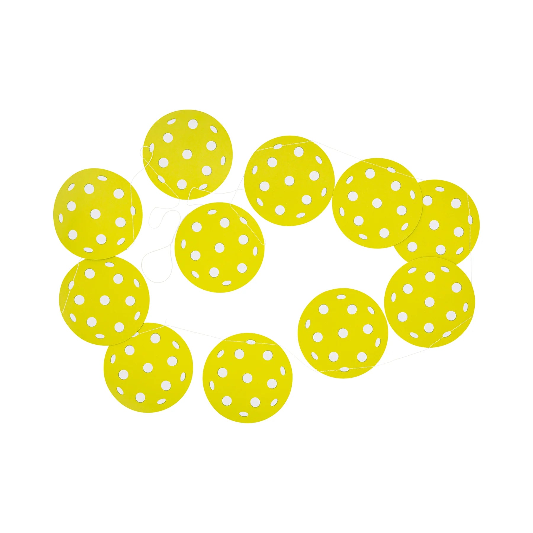 Yellow Pickleball Garland on a White String