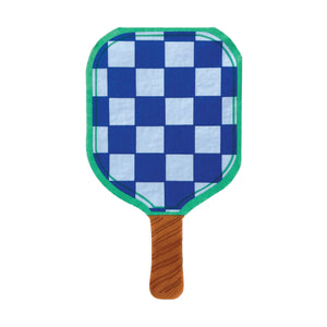 Blue Checkered and Green Pickleball Paddle Napkin