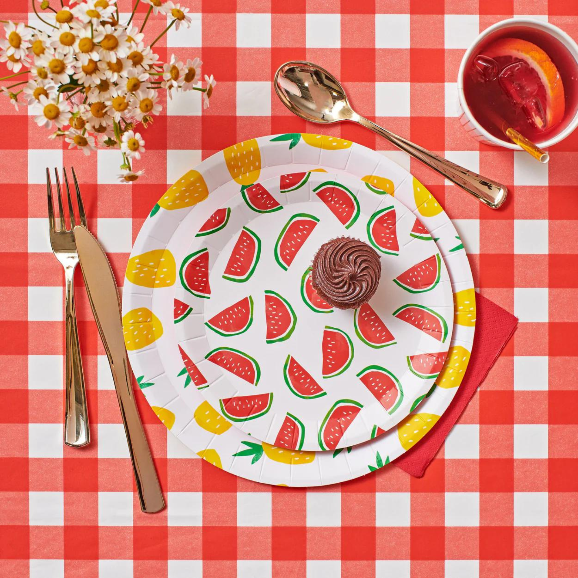 Red Gingham Paper Table Cover | The Party Darling