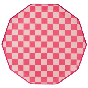 Hot Pink Checkered Dinner Plates 8ct | The Party Darling