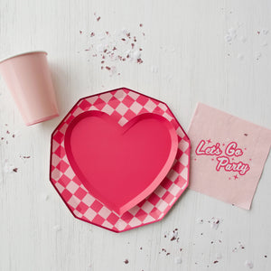 Pink Checkered Party Supplies by Bonjour Fete