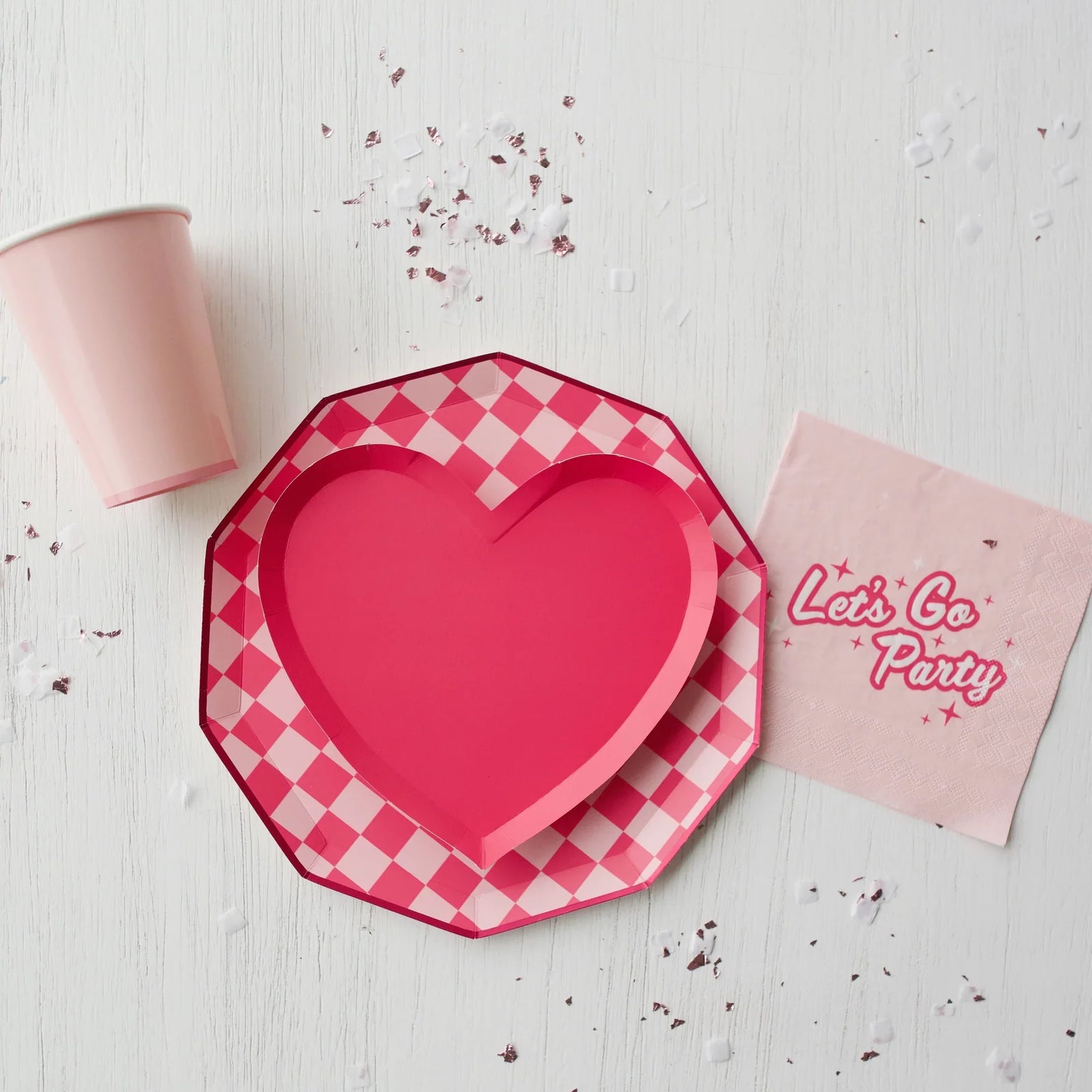 Hot Pink Heart Lunch Plates 8ct | The Party Darling