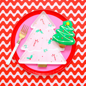 Pink Christmas Tree Dessert Plates 8ct