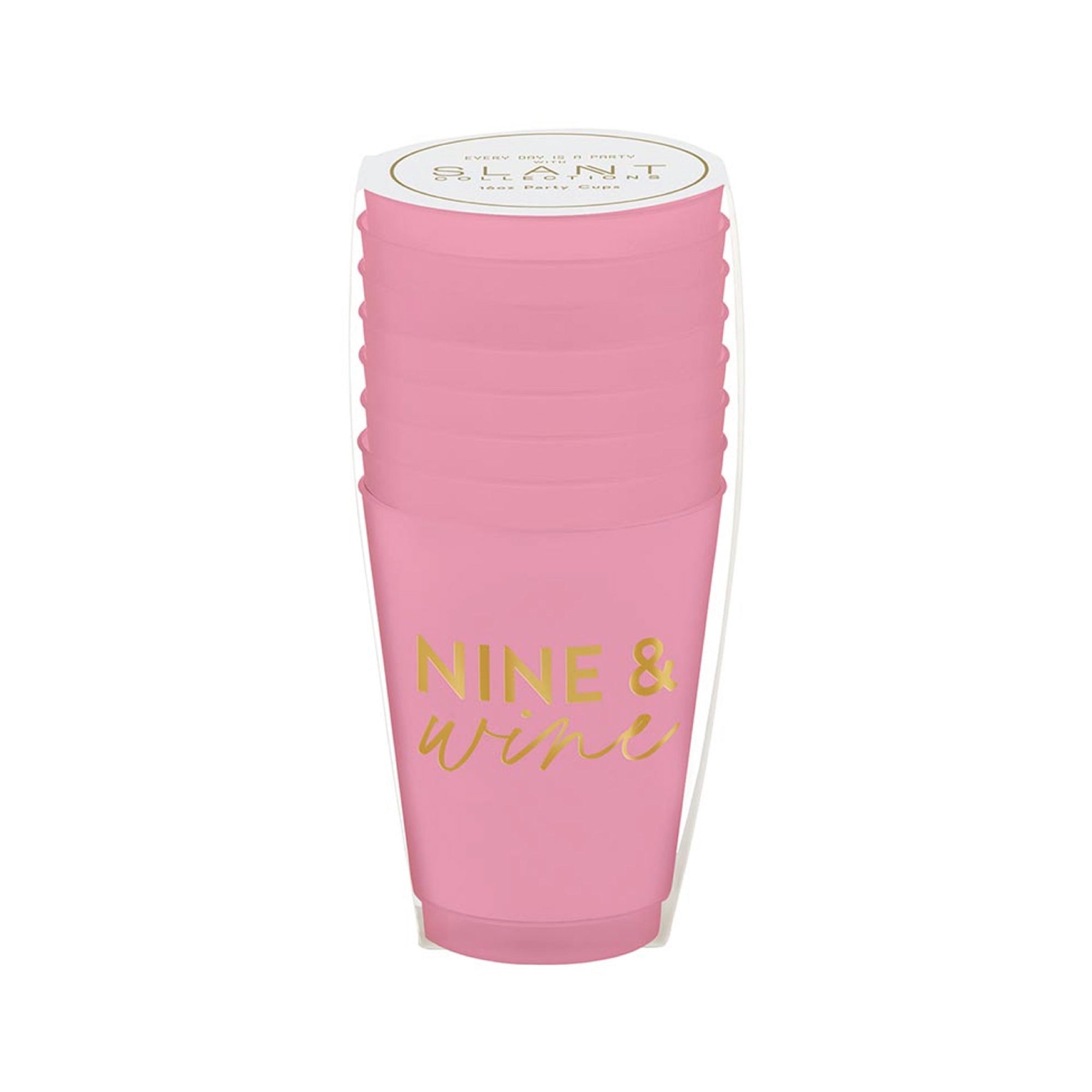 Pink Nine & Wine Frosted Plastic Cups 6ct