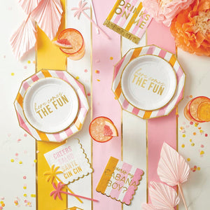Pink and Orange summer party decorations by Slant