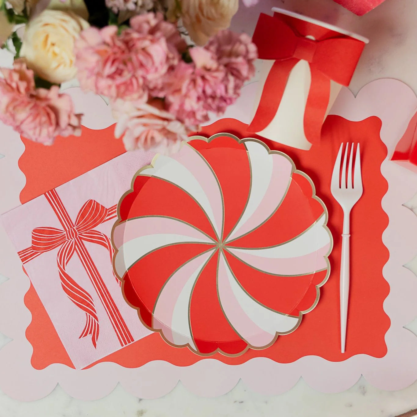 Christmas Peppermint Candy Scalloped Dessert Plates 8ct | The Party Darling