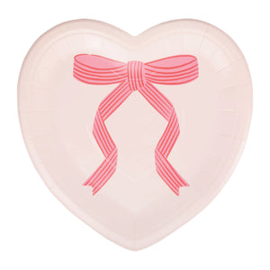 Pink & Red Bow Heart Shaped Lunch Plates 8ct | The Party Darling