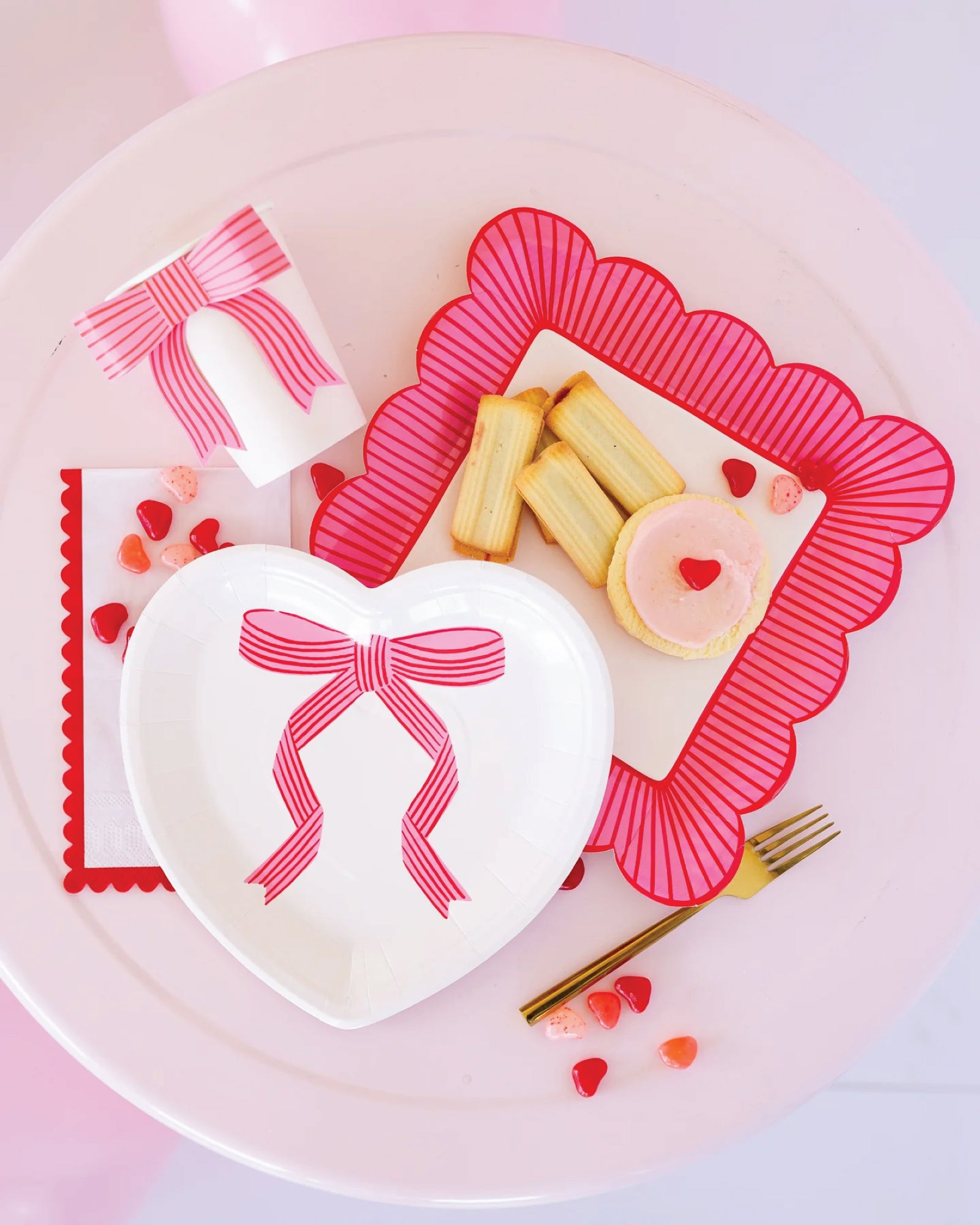 Pink and red bow Valentine's Day tableware by My Mind's Eye