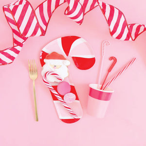 Red & Pink Candy Cane Plates 8ct | The Party Darling
