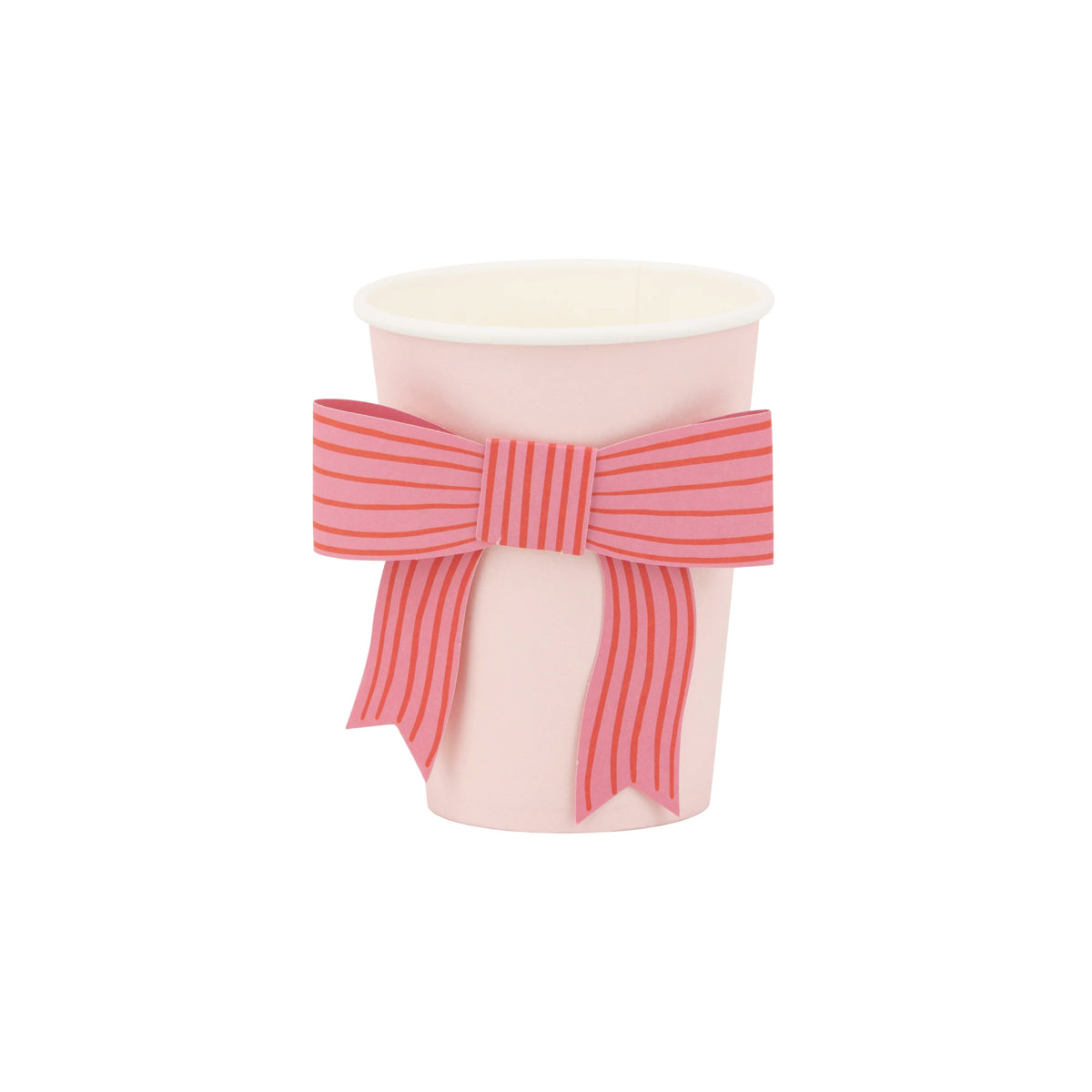 Pink &amp; Red Striped Bow Paper Cups 8ct | The Party Darling