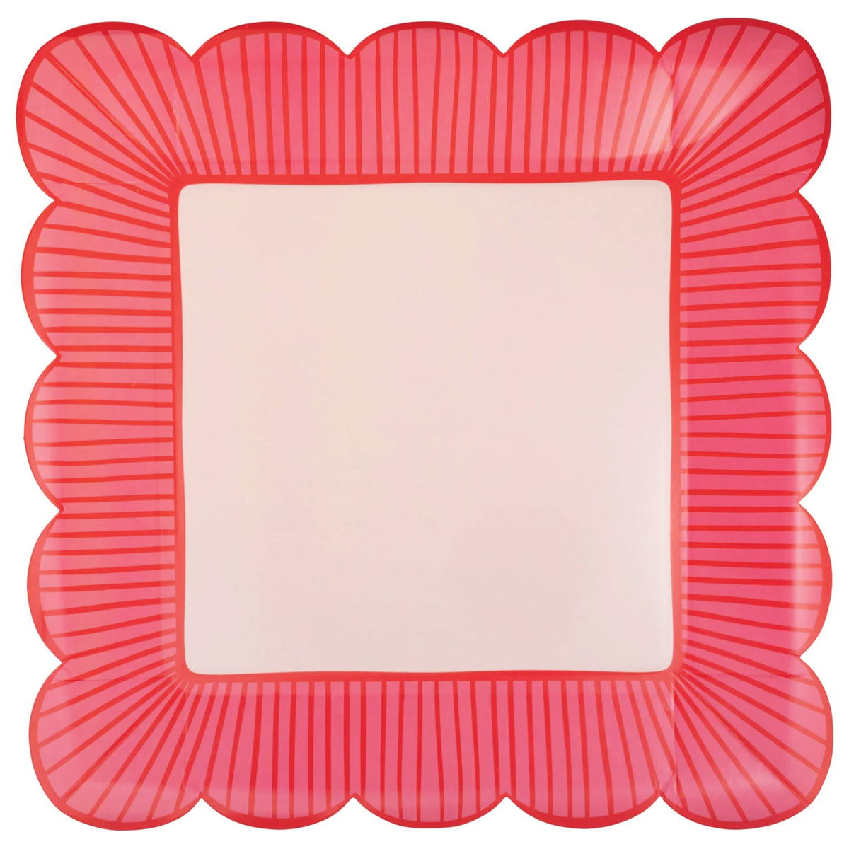 Pink &amp; Red Striped Scalloped Dinner Plates 8ct | The Party Darling