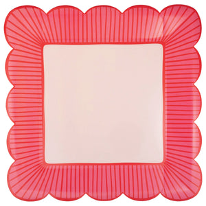 Pink & Red Striped Scalloped Dinner Plates 8ct | The Party Darling