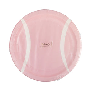 pink tennis ball plates | The Party Darling