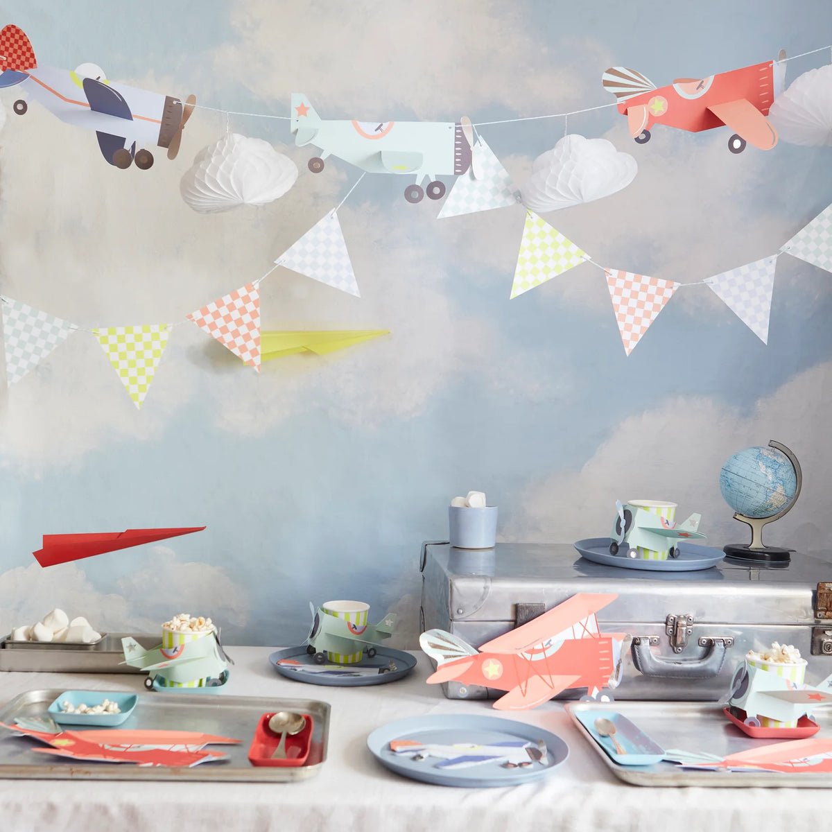 Vintage Airplane Birthday Decorations, Plane Party Decorations, Water  Bottle Label Wrapper, Banner, Table Tent, Cupcake Toppers 831 