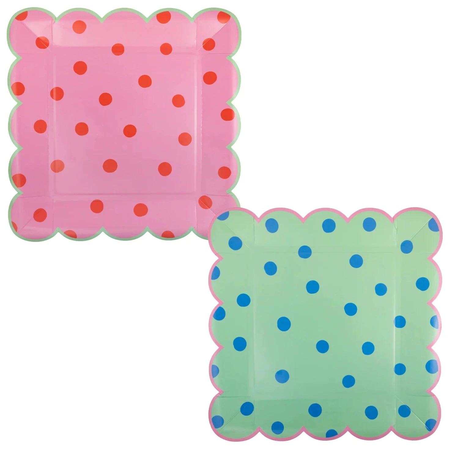 Pink & Green Polka Dot Dinner Plate Set 8ct | The Party Darling