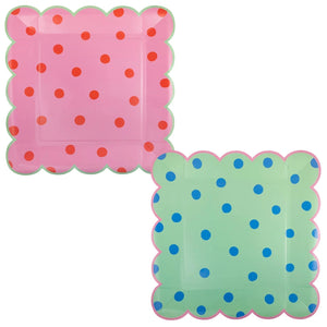 Pink & Green Polka Dot Dinner Plate Set 8ct | The Party Darling