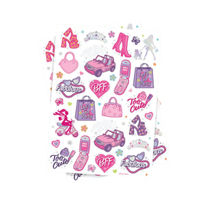 Pink Girl Party Temporary Tattoo Sheets 2ct | The Party Darling