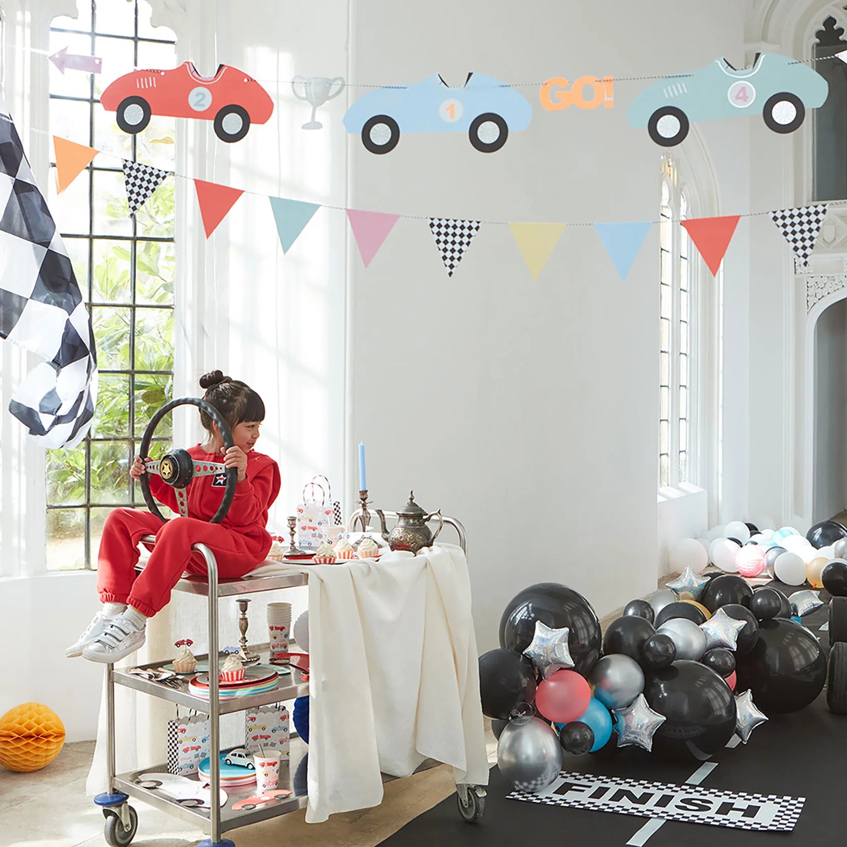 Vintage Race Cars Garland Set 6ft | The Party Darling