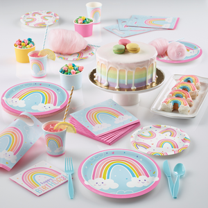 Happy Rainbow Dessert Plates 7"