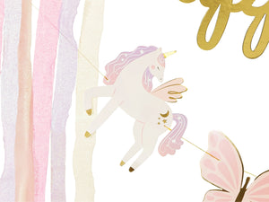 Unicorn paper cutout on gold string