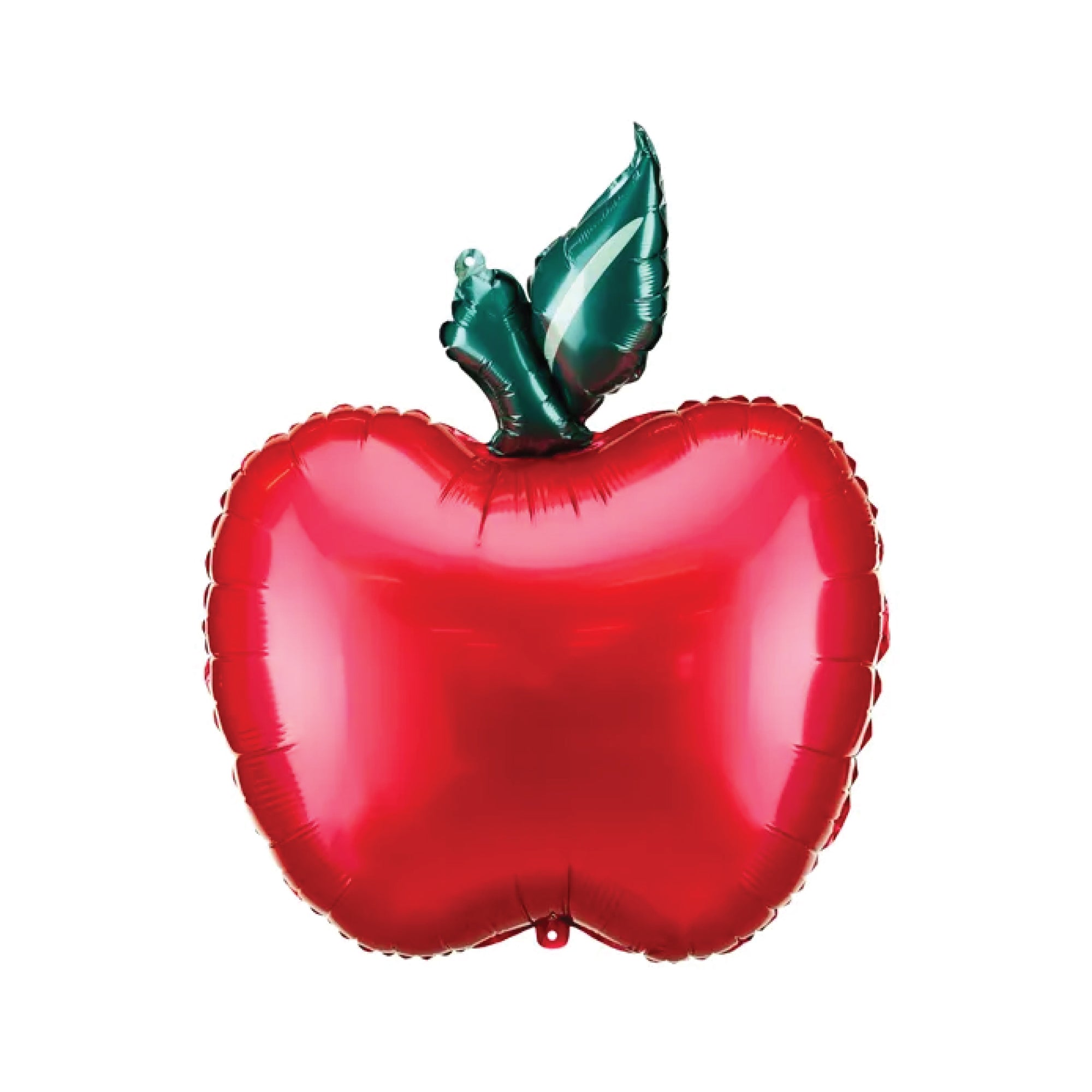 Red apple shaped foil balloon with metallic red finish