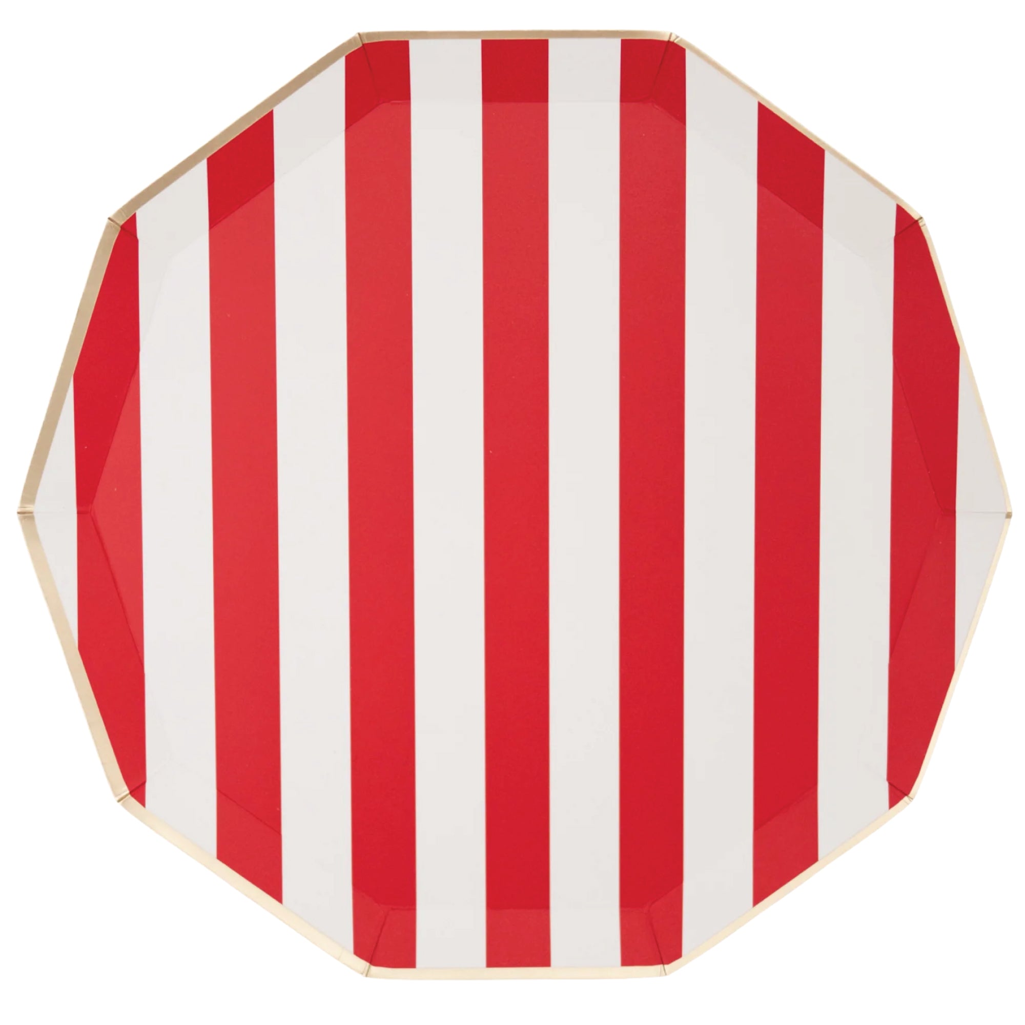 Cherry Red Cabana Striped Dinner Plates 8ct | The Party Darling