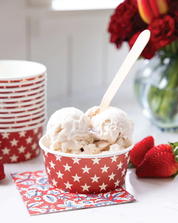 Red & Cream Stars Ice Cream Sundae Paper Cups 12ct | The Party Darling