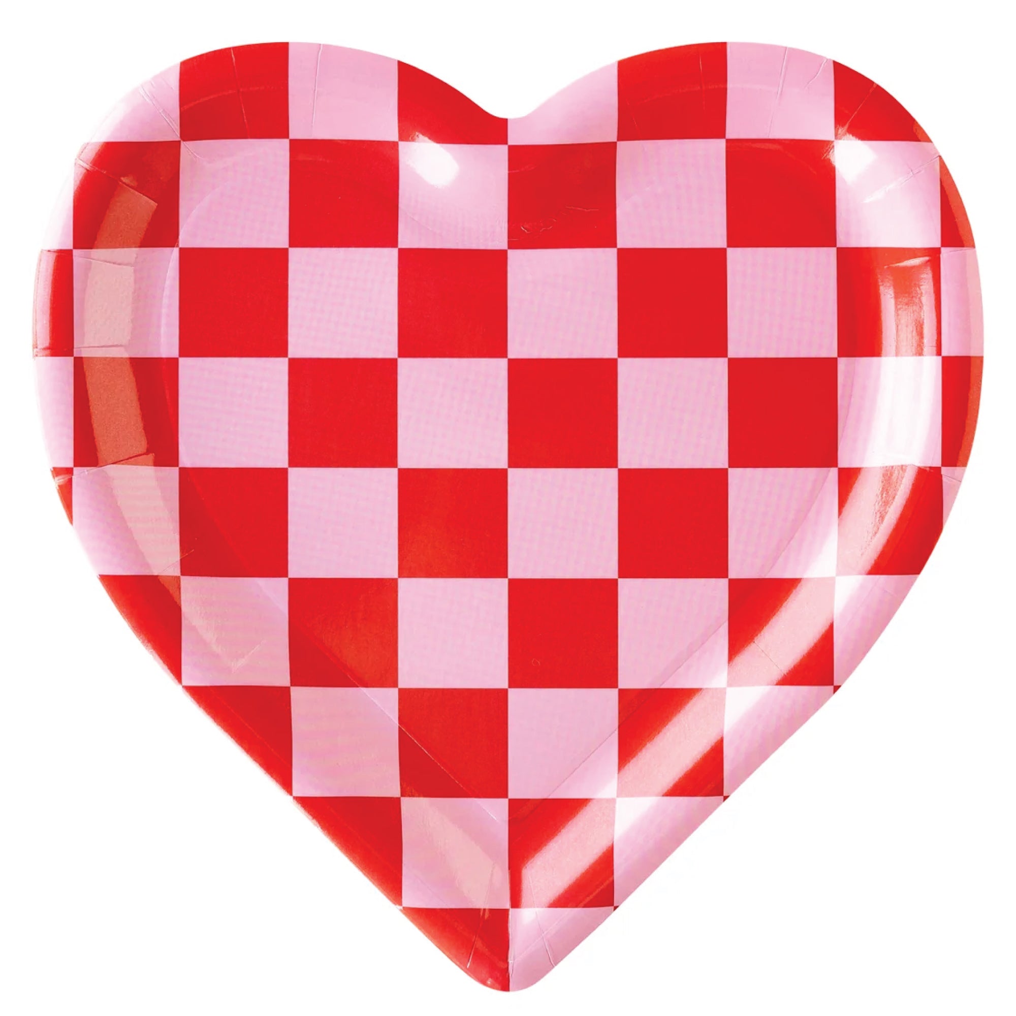 Pink & Red Checkered Heart Lunch Plates 8ct | The Party Darling