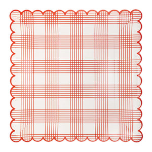 Red Stripe Checkered Lunch Plates 8ct | The Party Darling