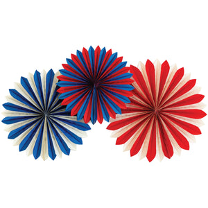 Red, White, & Blue Paper Fan Decorations 3ct | The Party Darling