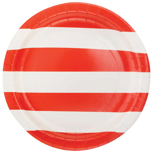 Red & White Striped Dinner Plates 8ct | The Party Darling