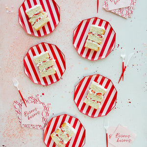 Pink & Red Cabana Stripe Plates 8ct Dessert 