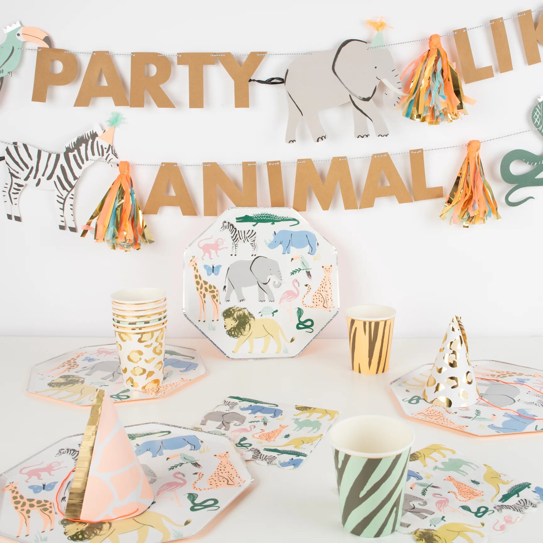 Safari Animal Print Party Hats 8ct Collection