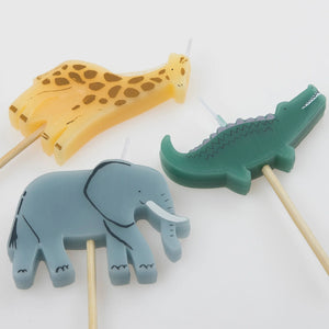 Giraffe, Elephant, and Crocodile Birthday Candles 6ct | The Party Darling