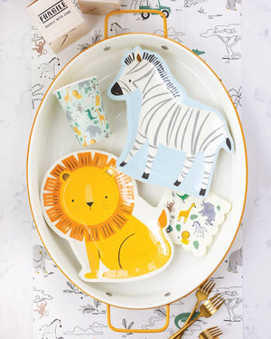 Safari Jeep Tour party with Lion and Zebra tableware