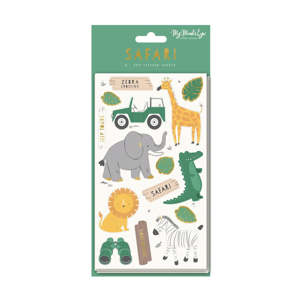 Safari Jeep Tour Sticker Sheets 8ct | The Party Darling