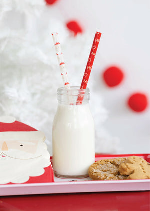 Santa Straws with milk and cookies