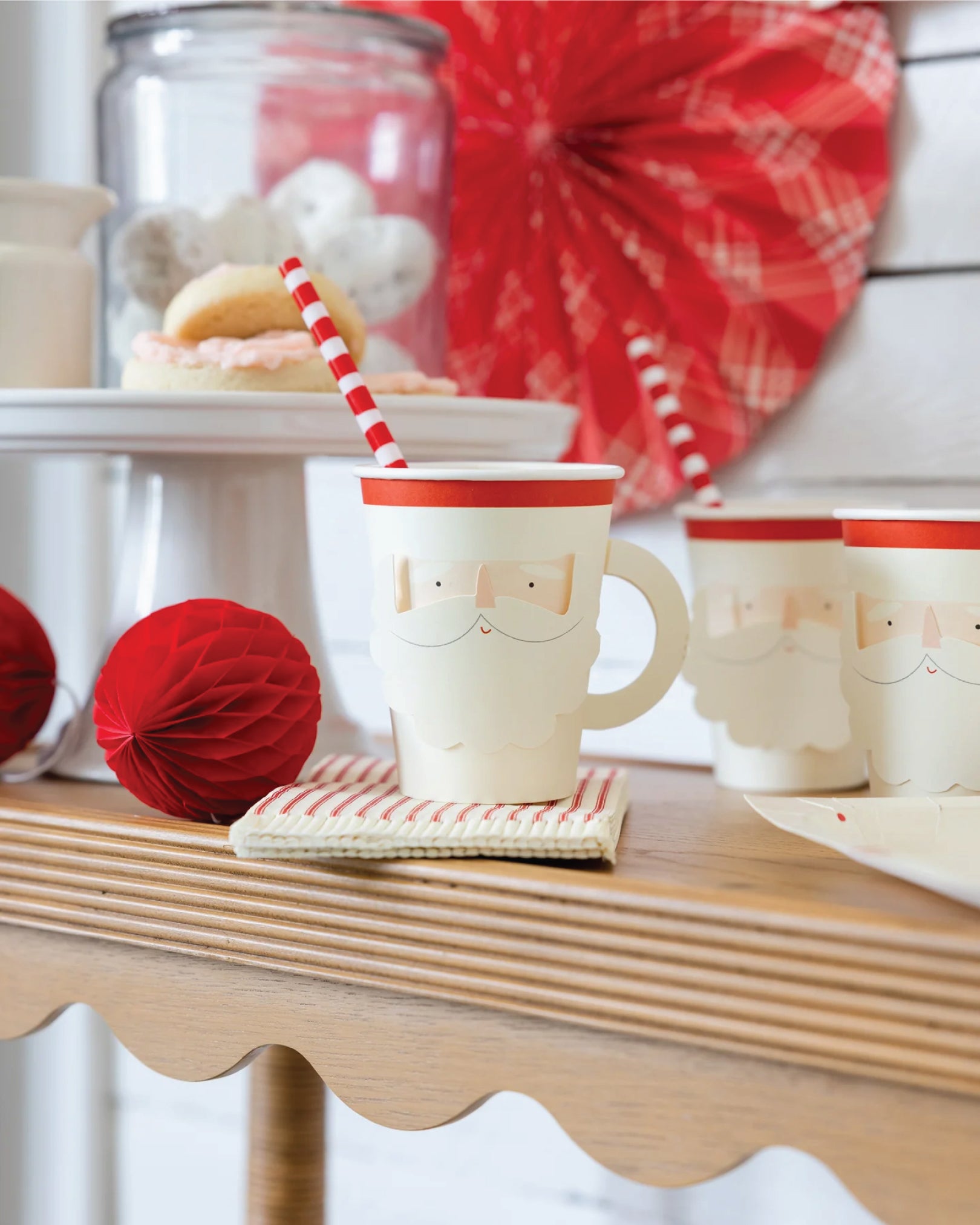 Santa Claus Paper Cups with Handles 8ct | The Party Darling