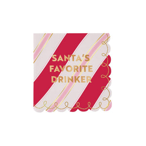 Sant's Favorite Drinker Candy Cane Stripes Dessert Napkins 20ct | The Party Darling